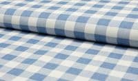 100% Cotton Poplin Denim Fabric Craft Material BIG CHECK - LT JEANS
